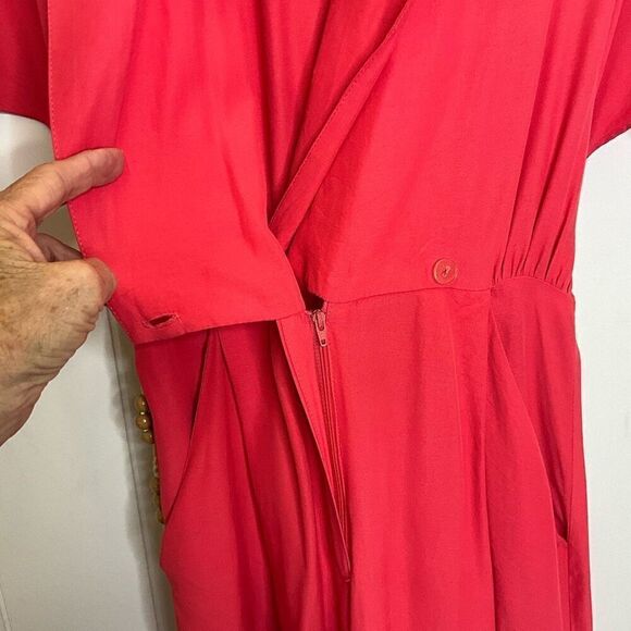 Vintage Hearts Womens Size 8 One Piece Shorts Jumper Red Short Sleeves Flowy - Picture 4 of 16